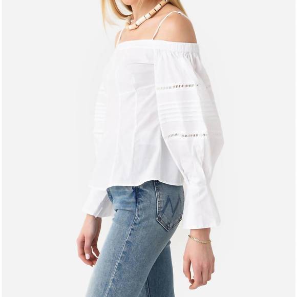 NEW JONATHAN SIMKHAI whitney puff sleeve top in white - Picture 2 of 3